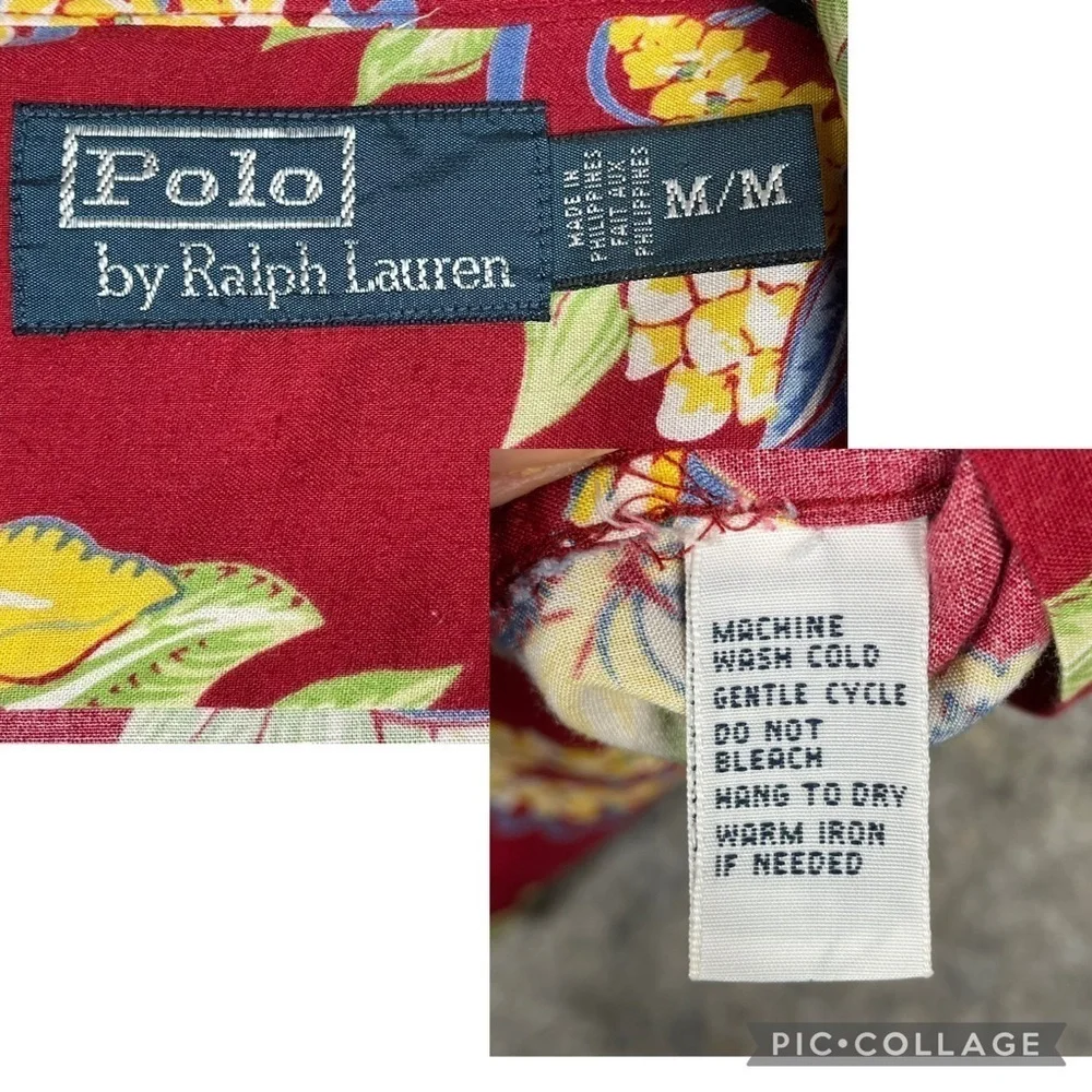 Polo Ralph Lauren Floral Lei Ukulele Hawaiian Preppy Summer Fun Camp Shirt Sz M